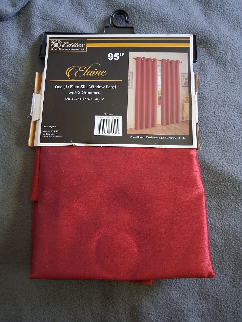 Elaine Faux Silk Window Panel - Cinnamon Red